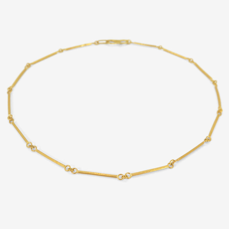 ROSANNE PUGLIESE 22K BAR CHAIN WITH HAMMERED FINISH