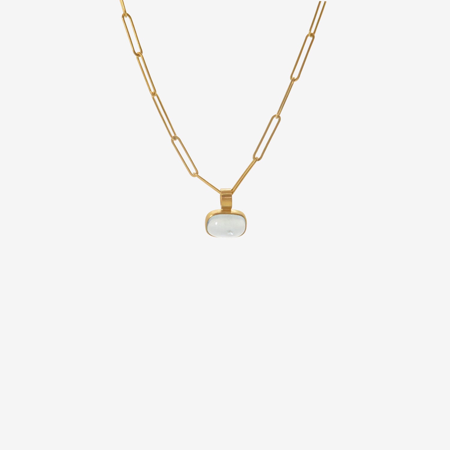 ROSANNE PUGLIESE 22K & CUSHION-SHAPED CABOCHON AQUAMARINE EAST/WEST PENDANT, 5CT