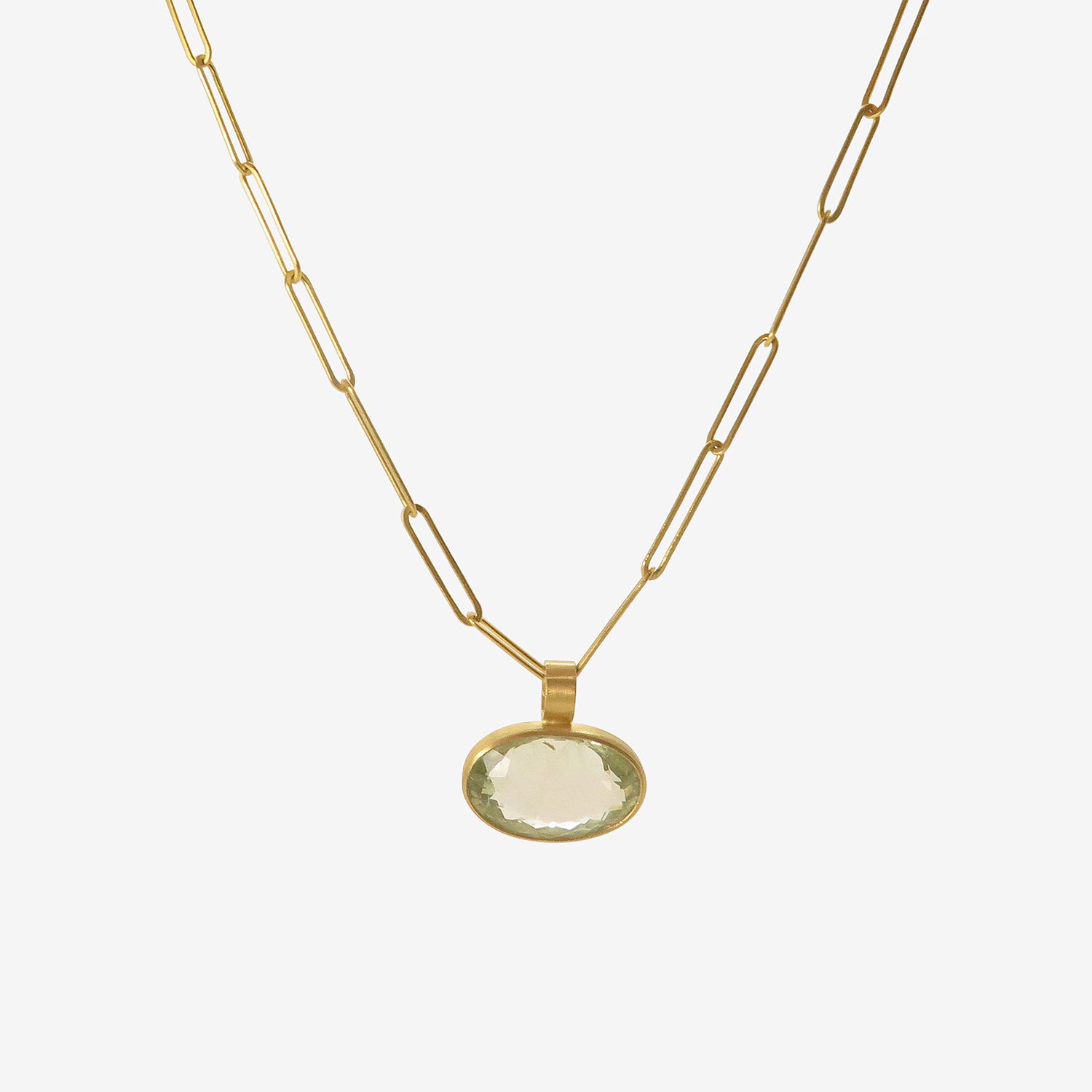 ROSANNE PUGLIESE 22K & FACETED OVAL GREEN AMETHYST PENDANT, 11CT