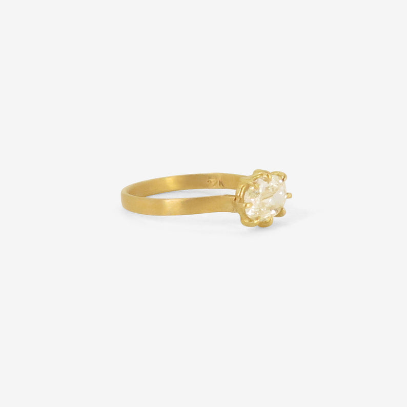 ROSANNE PUGLIESE 22K & OVAL OLD-MINE-CUT DIAMOND EAST/WEST RING, 1CT