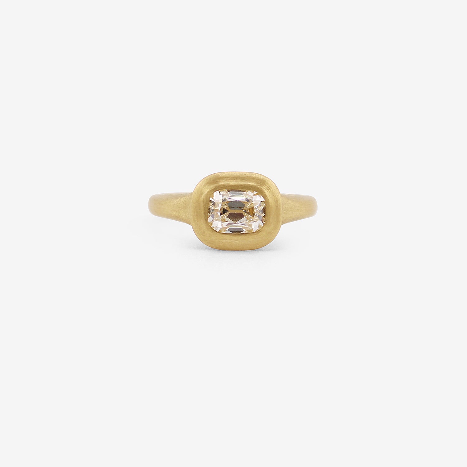 ROSANNE PUGLIESE 22K & CUSHION-SHAPED OLD MINE CUT DIAMOND GREEK-INSPIRED RING, 1CT