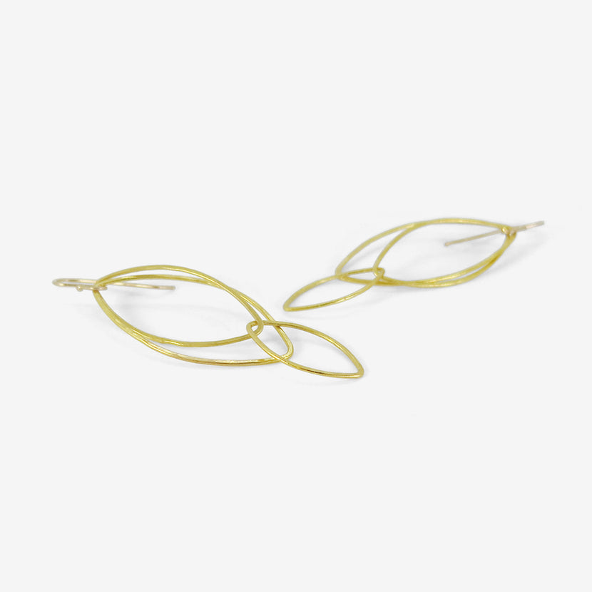 ROSANNE PUGLIESE 22K LARGE ORCHID LEAF EARRINGS