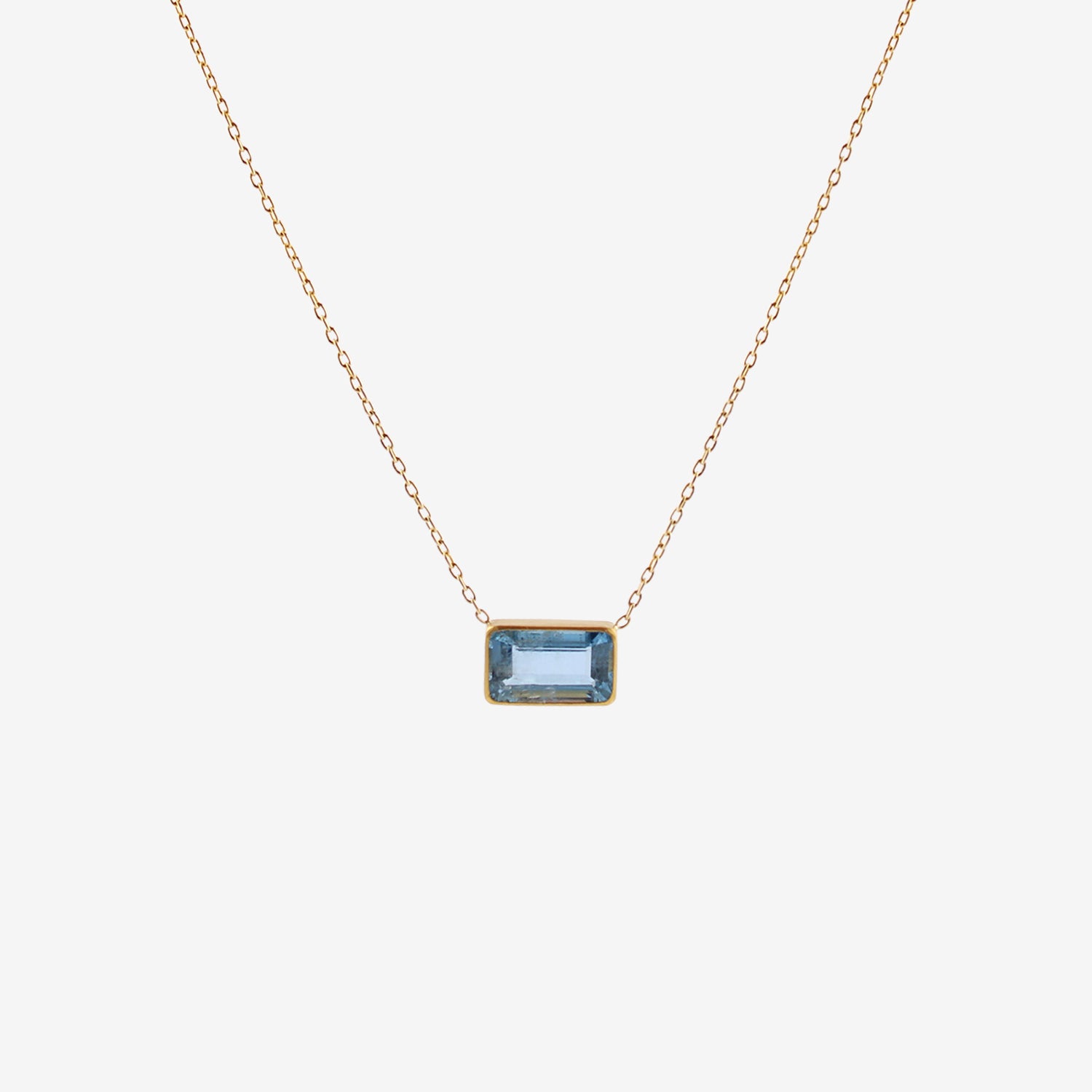 ROSANNE PUGLIESE 22K & EMERALD-CUT AQUAMARINE EAST/WEST NECKLACE, 5.5CT