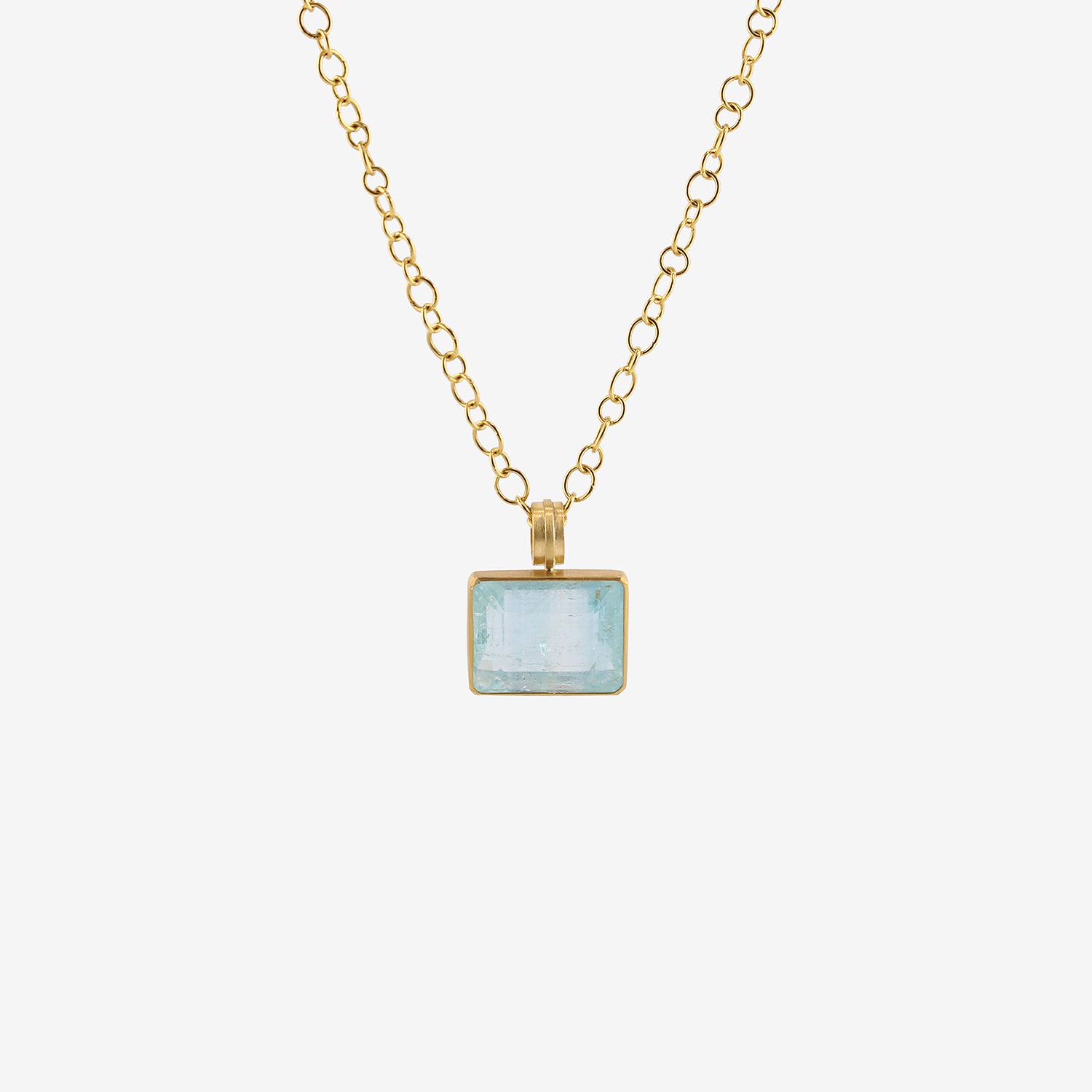 ROSANNE PUGLIESE 22K & EMERALD-CUT AQUAMARINE PENDANT, 23.5CT