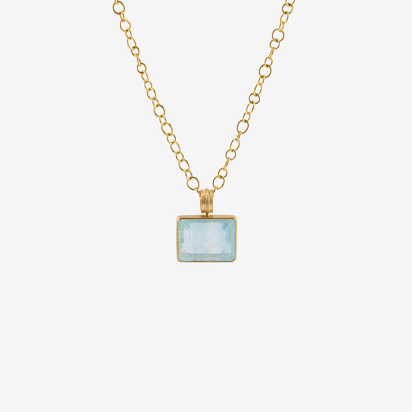 ROSANNE PUGLIESE 22K & EMERALD-CUT AQUAMARINE PENDANT, 23.5CT