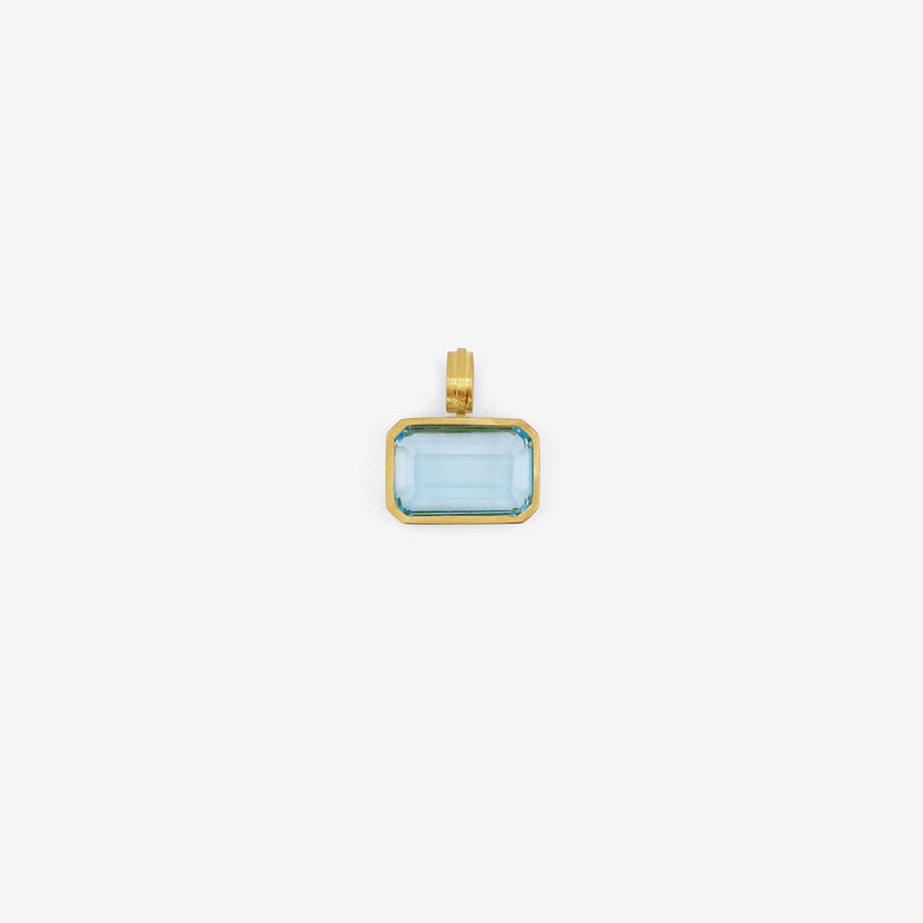 ROSANNE PUGLIESE 22K & EMERALD-CUT BLUE TOPAZ PENDANT