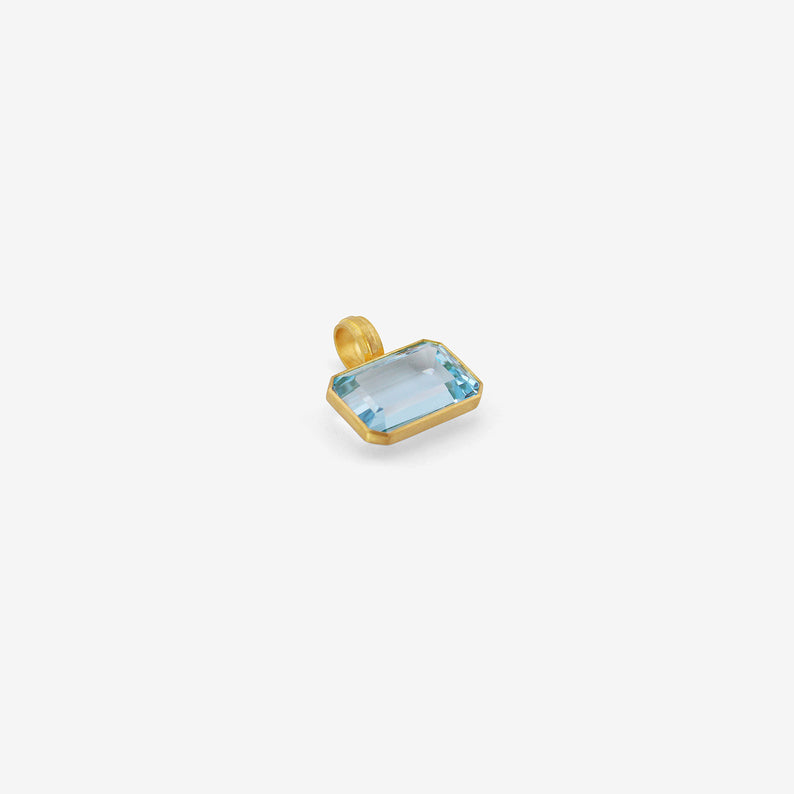 ROSANNE PUGLIESE 22K & EMERALD-CUT BLUE TOPAZ PENDANT