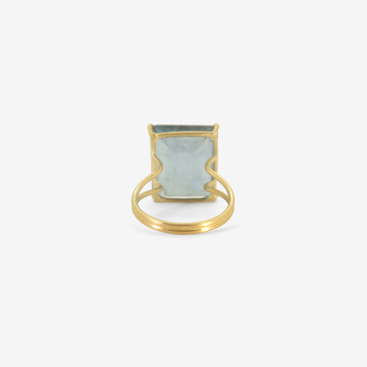 ROSANNE PUGLIESE 18K & EMERALD-CUT DEEP BLUE AQUAMARINE RING
