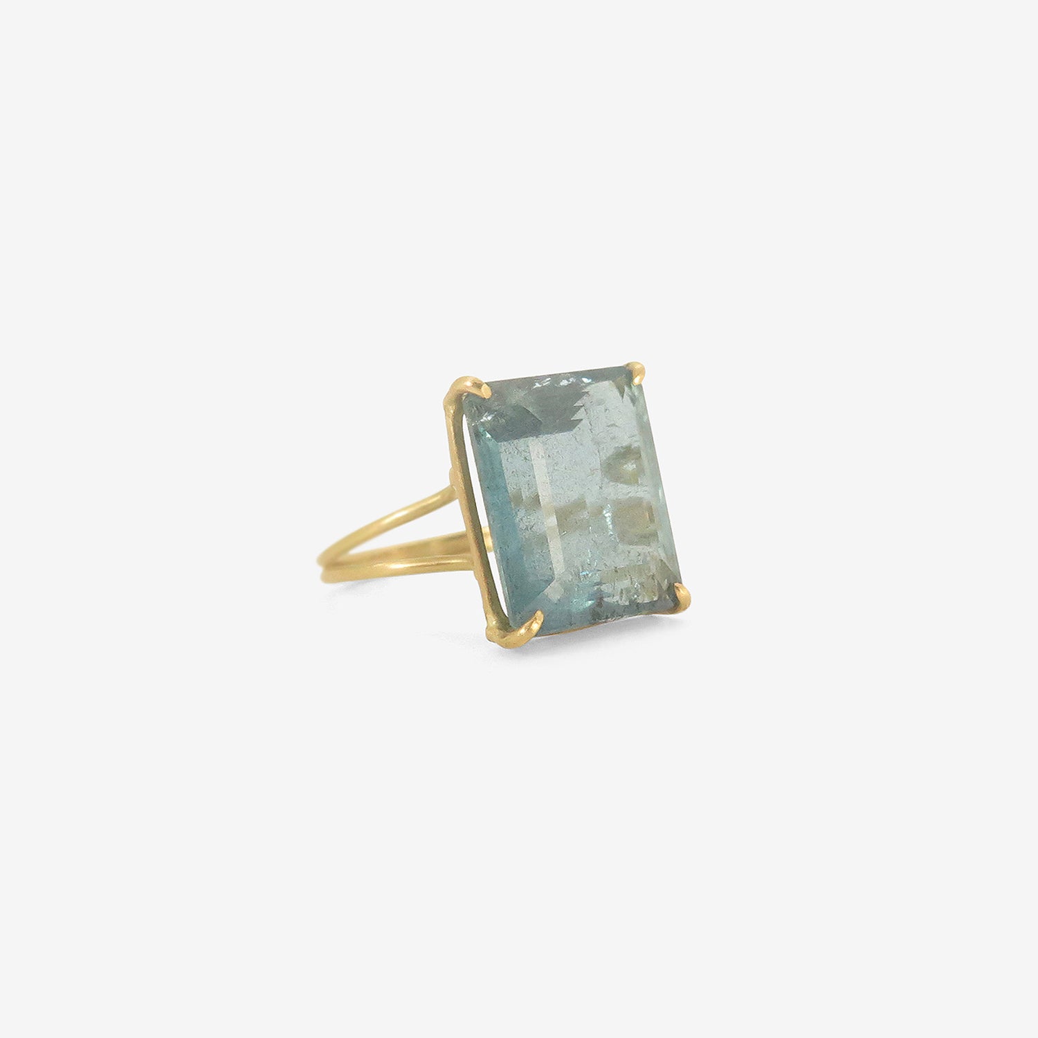 ROSANNE PUGLIESE 18K & EMERALD-CUT DEEP BLUE AQUAMARINE RING