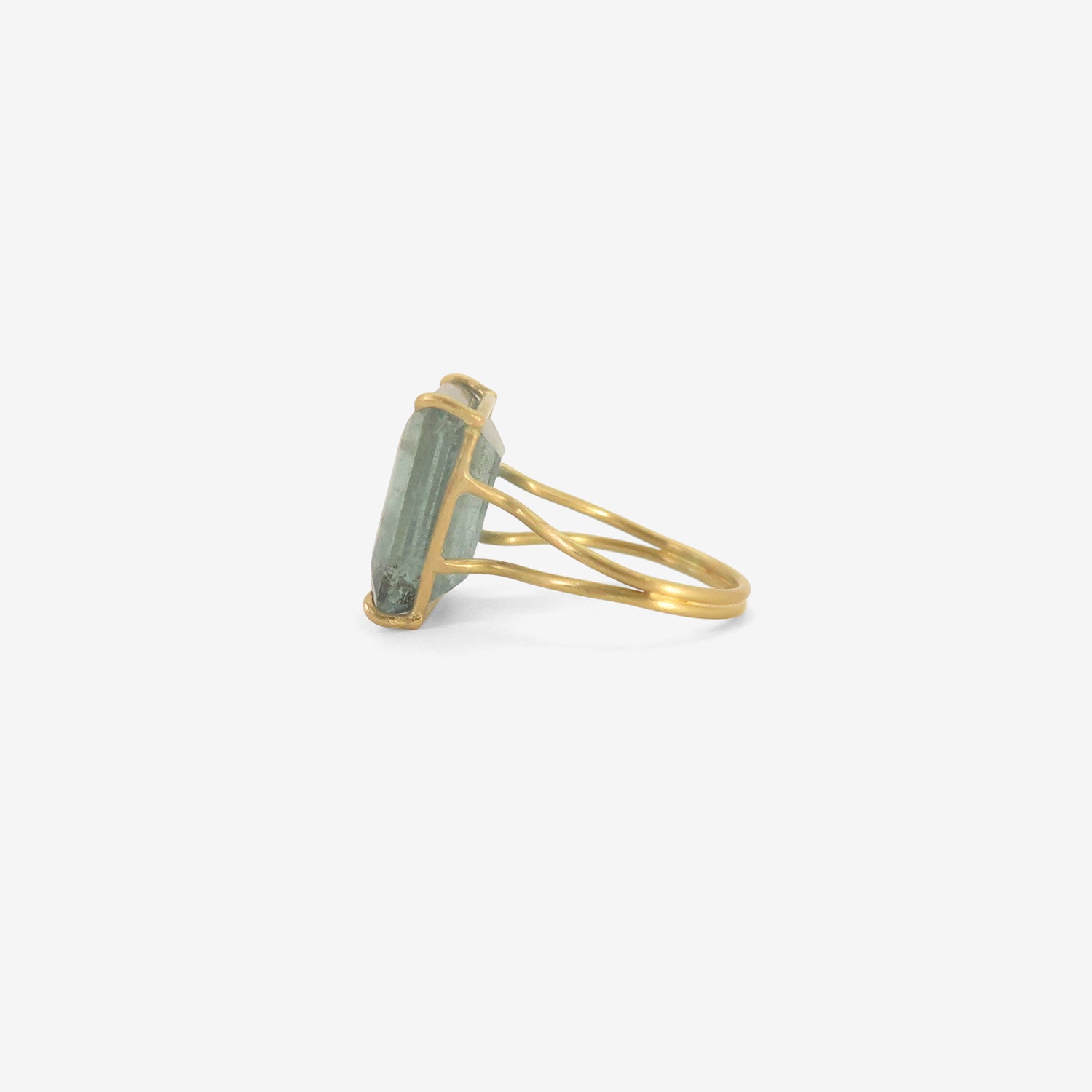 ROSANNE PUGLIESE 18K & EMERALD-CUT DEEP BLUE AQUAMARINE RING