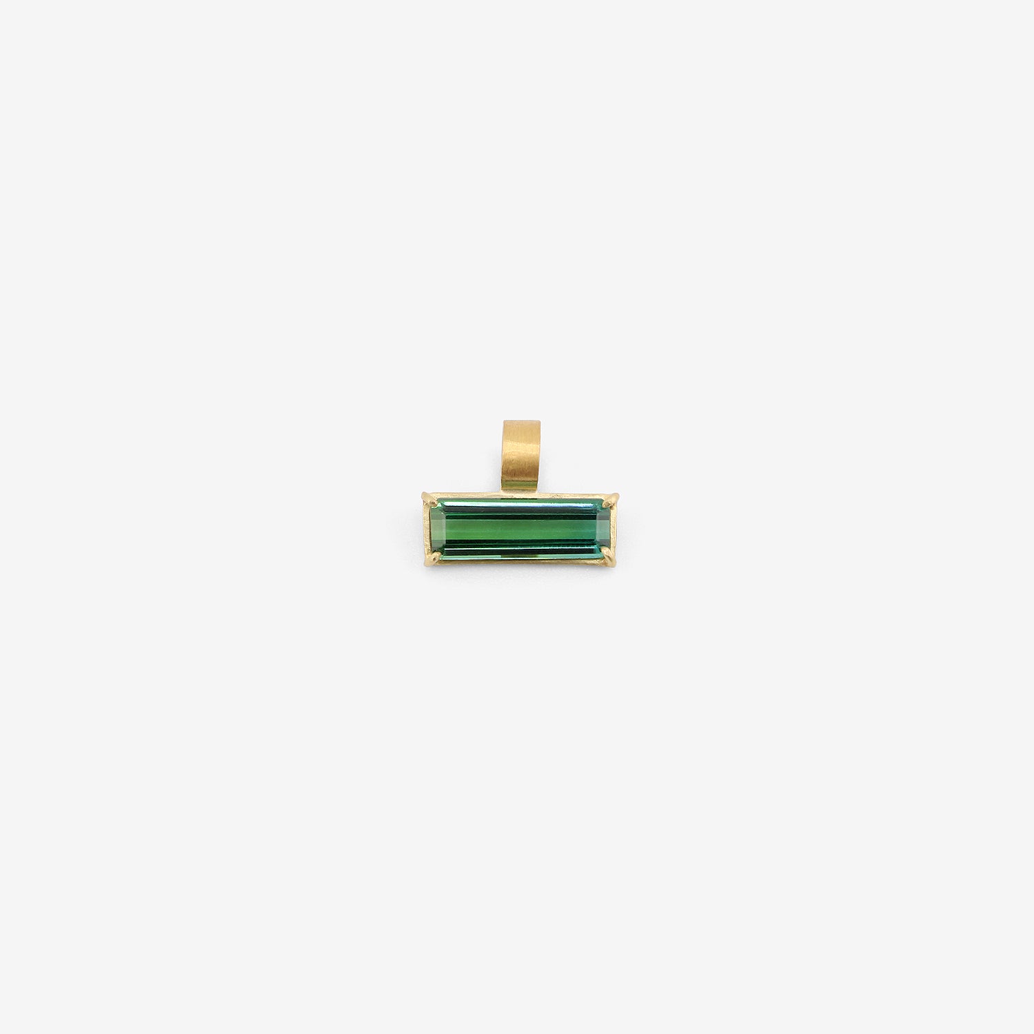 ROSANNE PUGLIESE 22K & EMERALD-CUT GREEN TOURMALINE EAST/WEST PENDANT