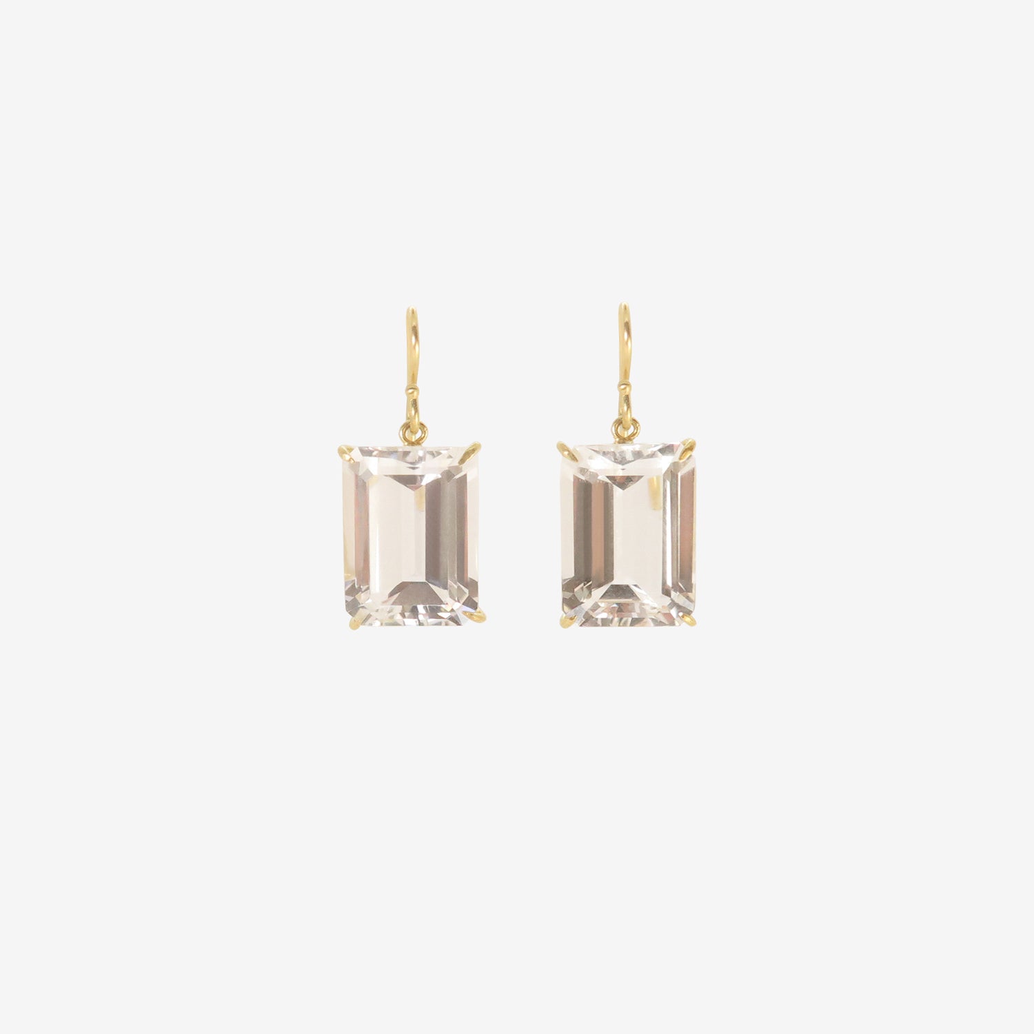 ROSANNE PUGLIESE 18K & EMERALD-CUT WHITE TOPAZ EARRINGS