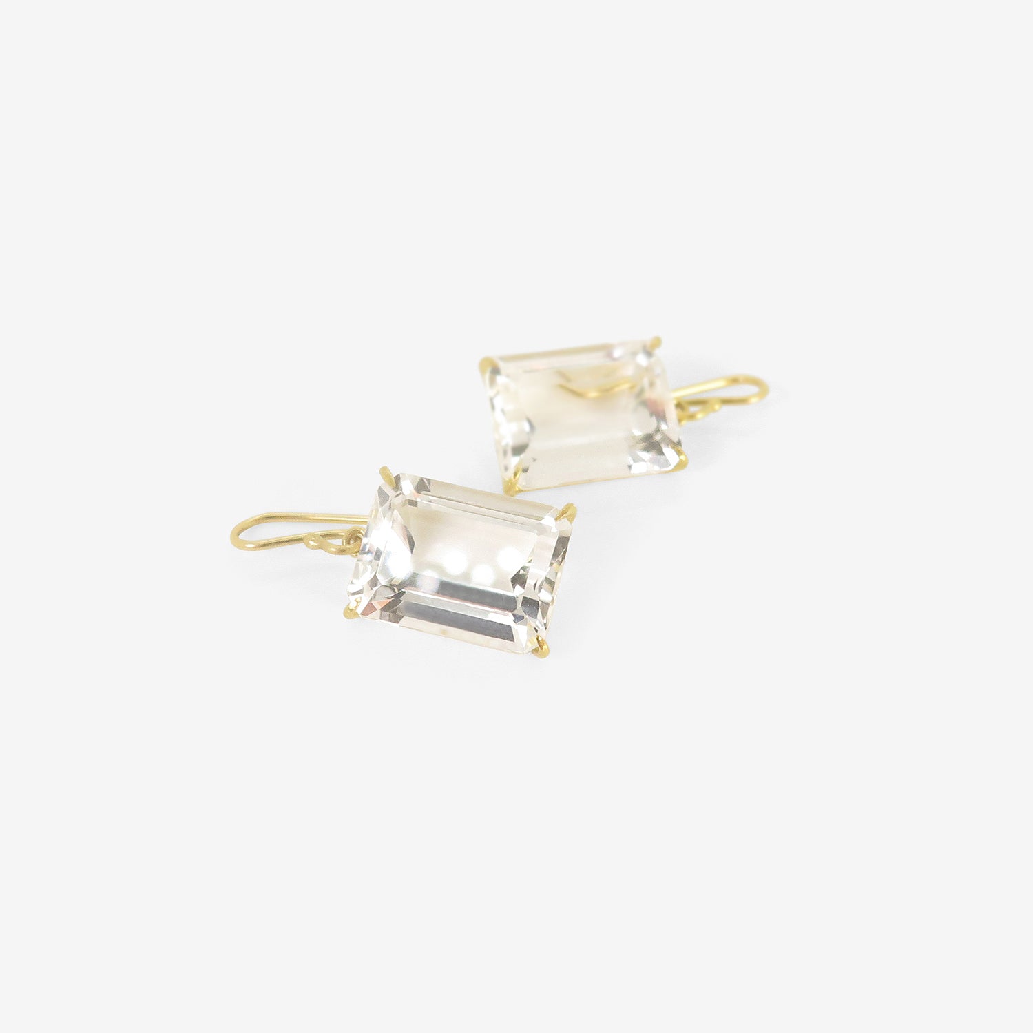 ROSANNE PUGLIESE 18K & EMERALD-CUT WHITE TOPAZ EARRINGS