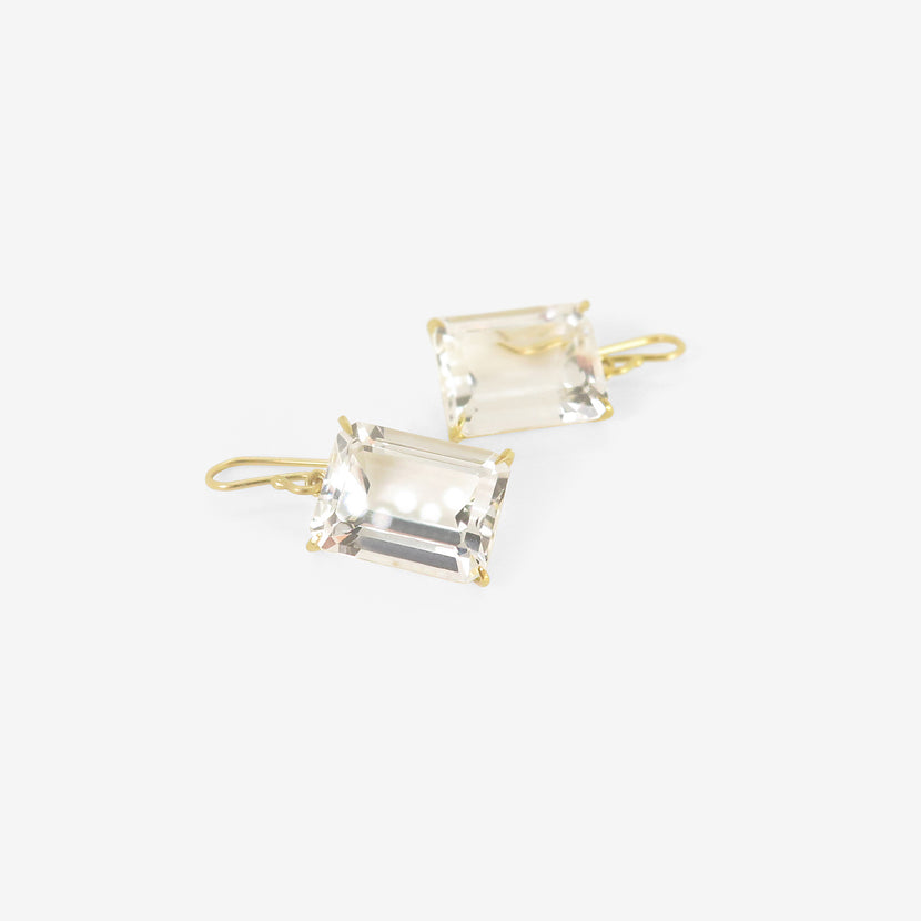 ROSANNE PUGLIESE 18K & EMERALD-CUT WHITE TOPAZ EARRINGS