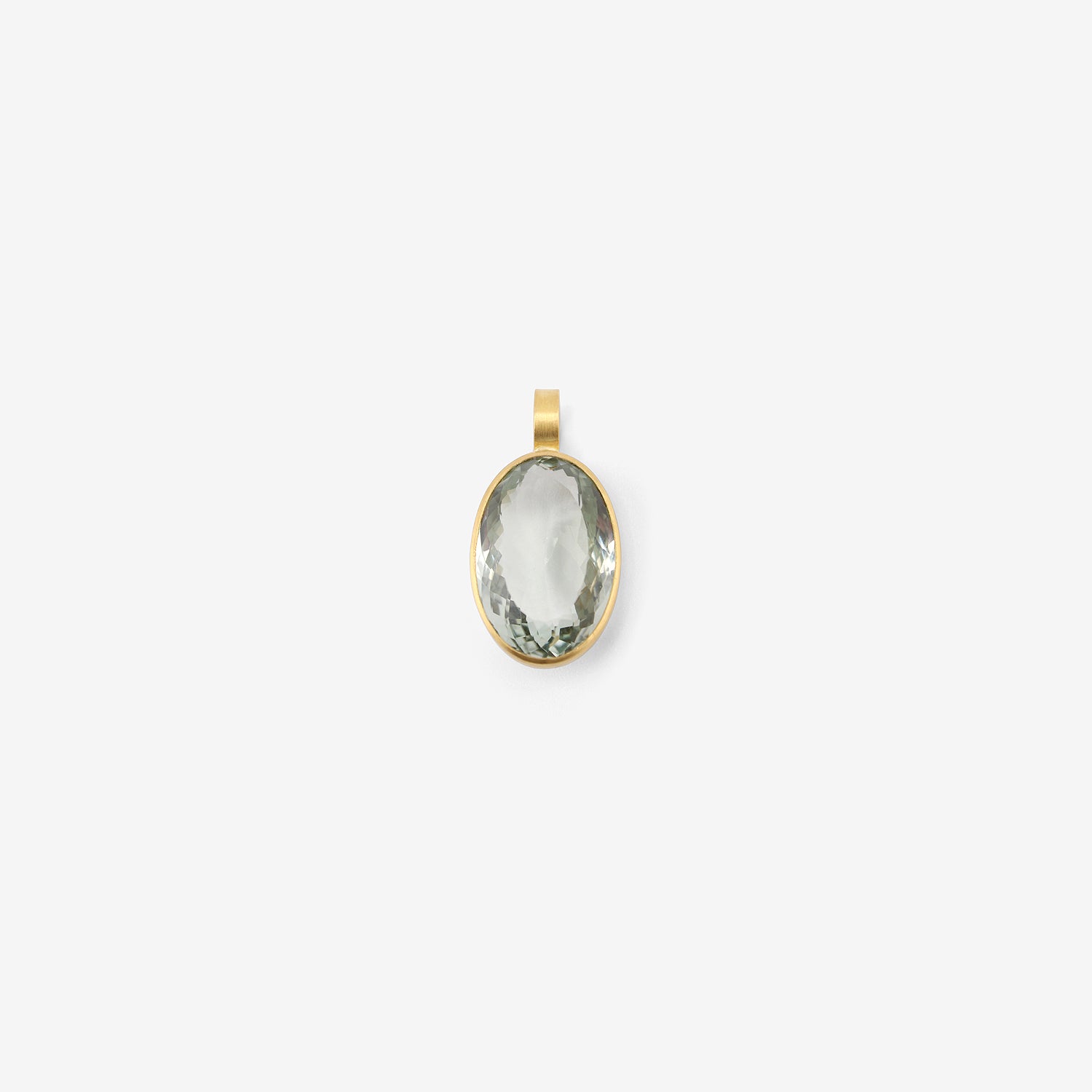 ROSANNE PUGLIESE 22K & FACETED OVAL GREEN AMETHYST NORTH/SOUTH PENDANT, 21.5CT