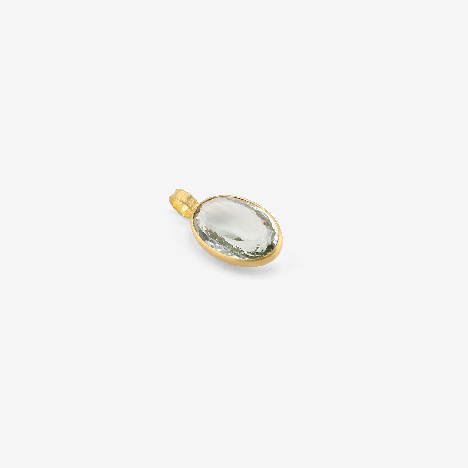 ROSANNE PUGLIESE 22K & FACETED OVAL GREEN AMETHYST NORTH/SOUTH PENDANT, 21.5CT