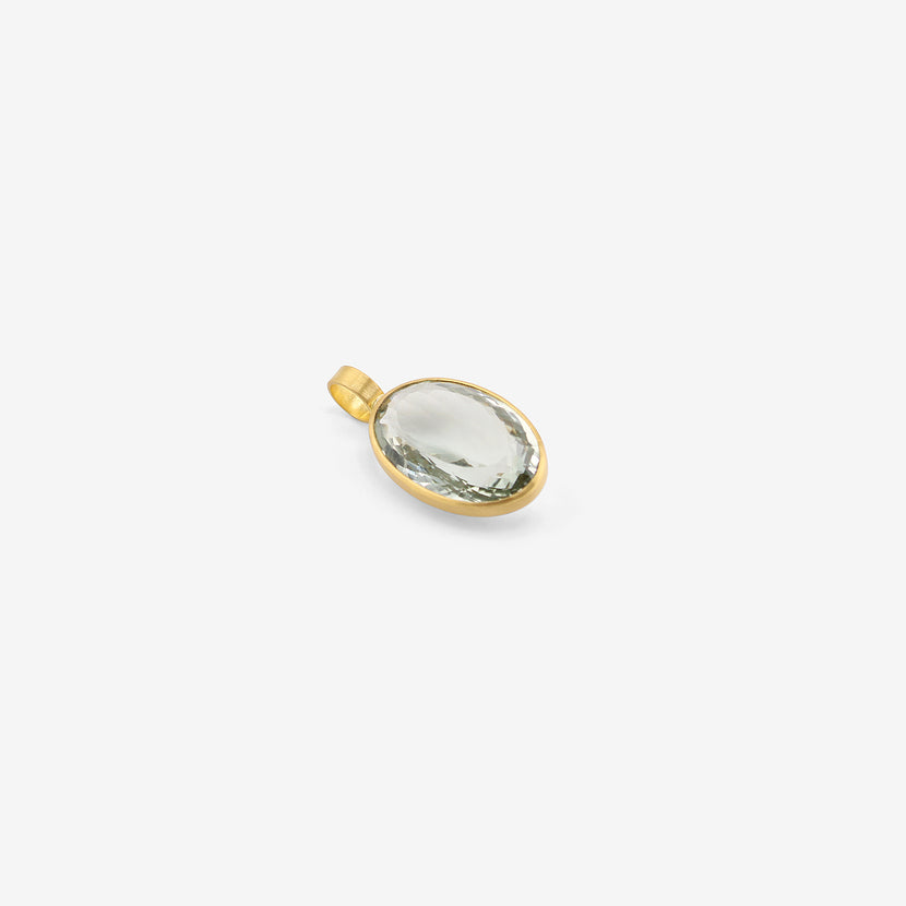 ROSANNE PUGLIESE 22K & FACETED OVAL GREEN AMETHYST NORTH/SOUTH PENDANT, 21.5CT