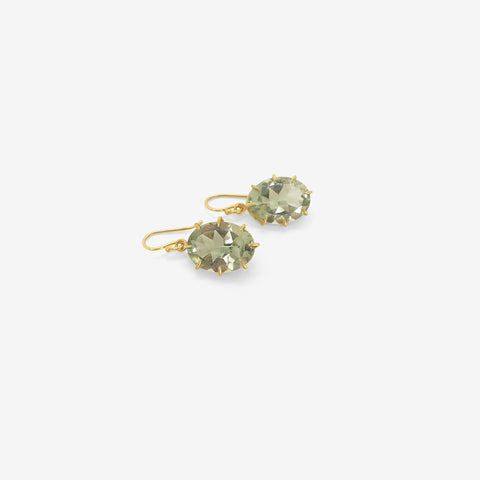 ROSANNE PUGLIESE 18K & FACETED OVAL GREEN AMETHYST EARRINGS