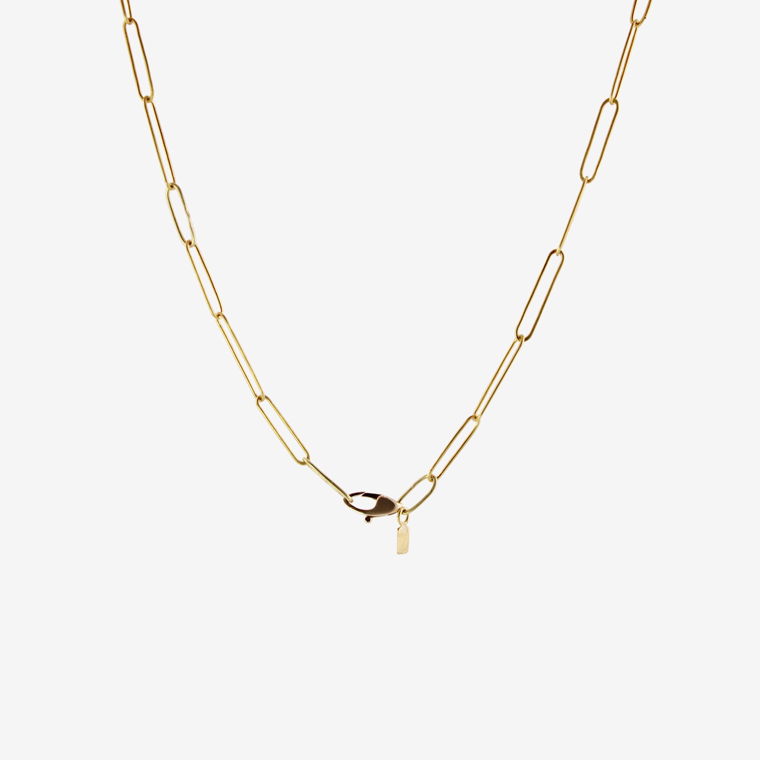 ROSANNE PUGLIESE 22K & GREEN TOURMALINE BAR NECKLACE WITH PAPERCLIP LINK CHAIN