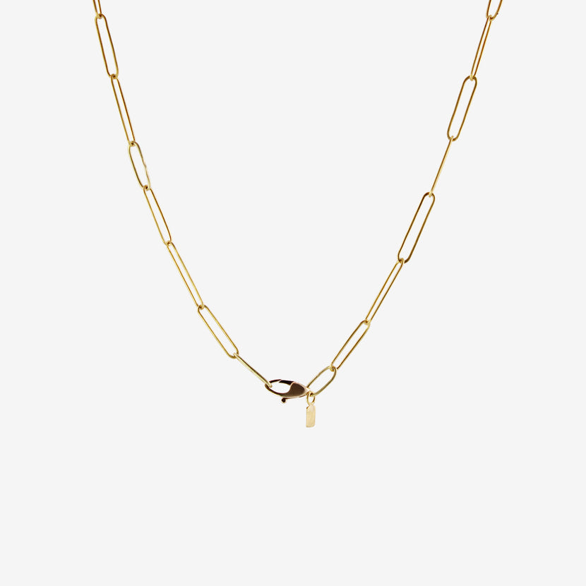 ROSANNE PUGLIESE 22K & GREEN TOURMALINE BAR NECKLACE WITH PAPERCLIP LINK CHAIN