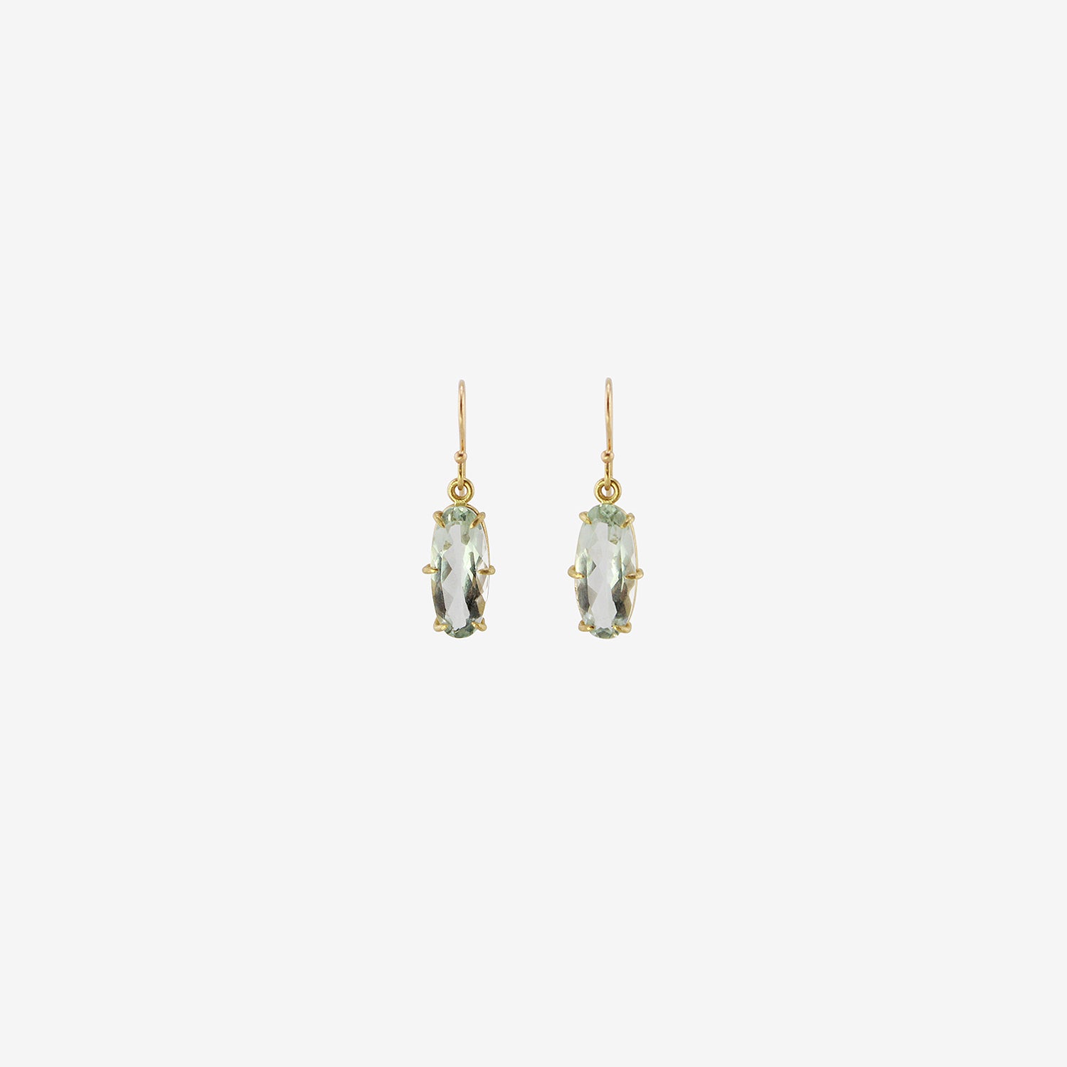 ROSANNE PUGLIESE 18K & GREEN AMETHYST SMALL OBLONG OVAL EARRINGS