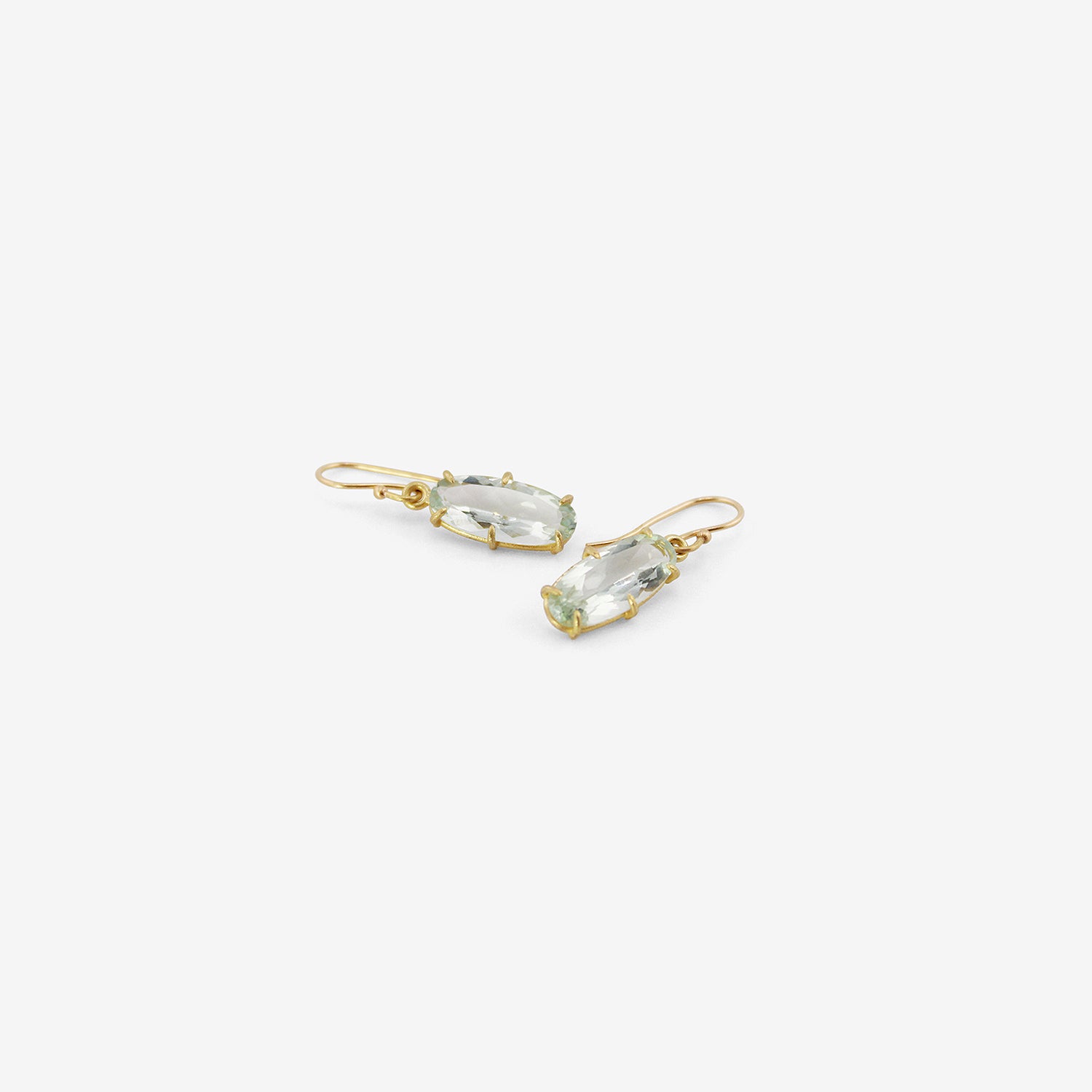 ROSANNE PUGLIESE 18K & GREEN AMETHYST SMALL OBLONG OVAL EARRINGS