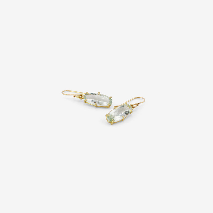 ROSANNE PUGLIESE 18K & GREEN AMETHYST SMALL OBLONG OVAL EARRINGS