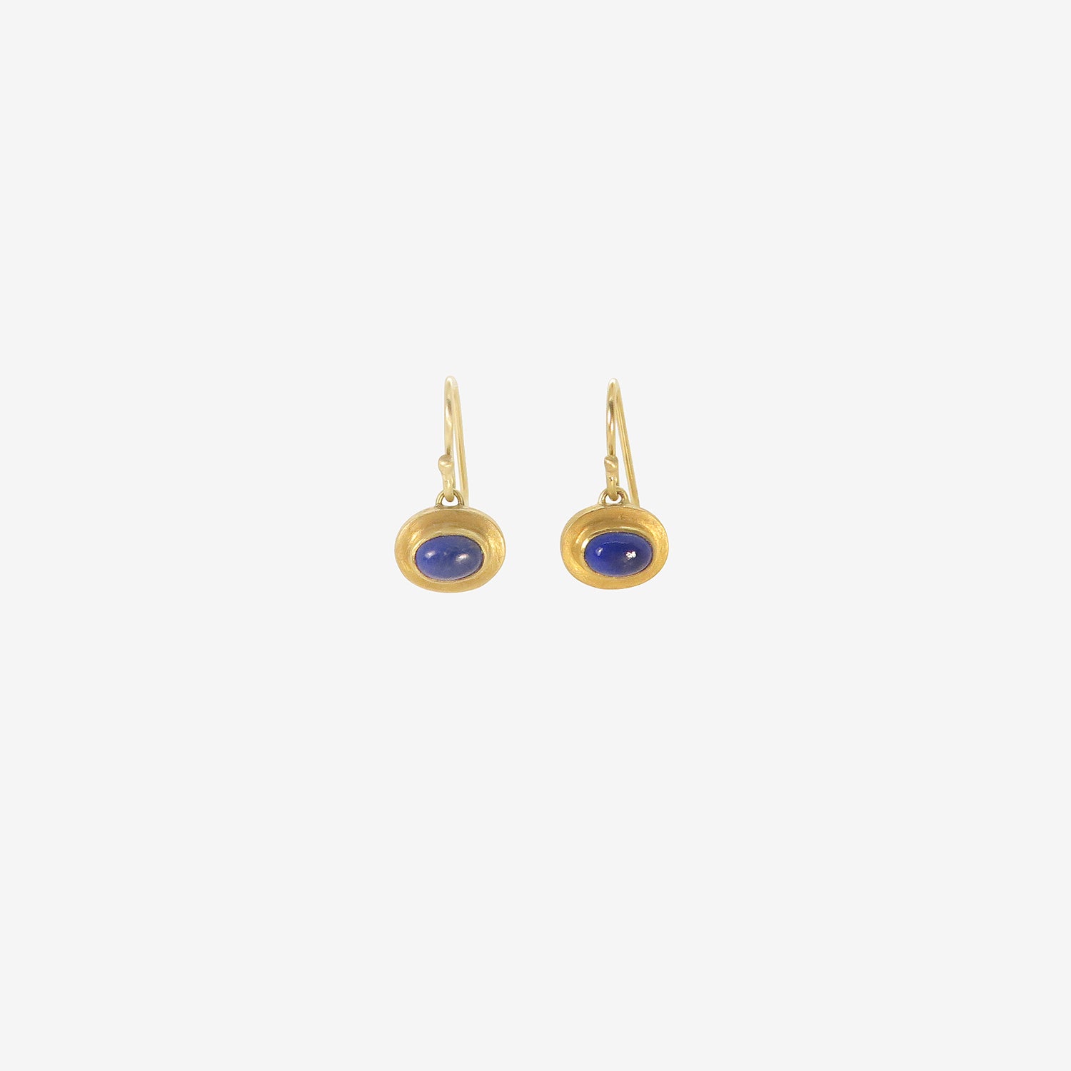 ROSANNE PUGLIESE 22K & LAPIS DOUBLE BEZEL OVAL DROP EARRINGS