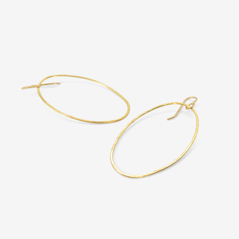 ROSANNE PUGLIESE 22K LARGE FRONT FACING OVAL HOOP EARRINGS