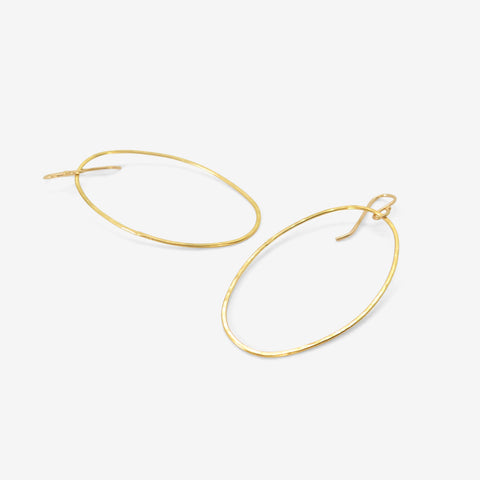 ROSANNE PUGLIESE 22K LARGE FRONT FACING OVAL HOOP EARRINGS