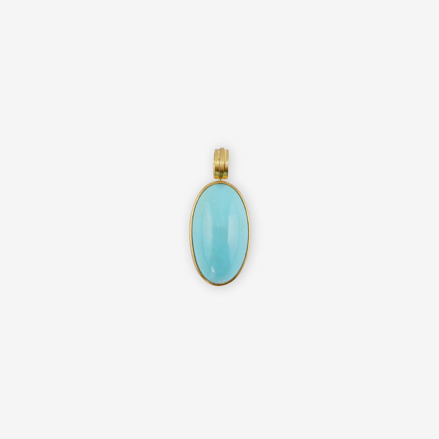 ROSANNE PUGLIESE 22K & LARGE OVAL CABOCHON ARIZONA TURQUOISE PENDANT