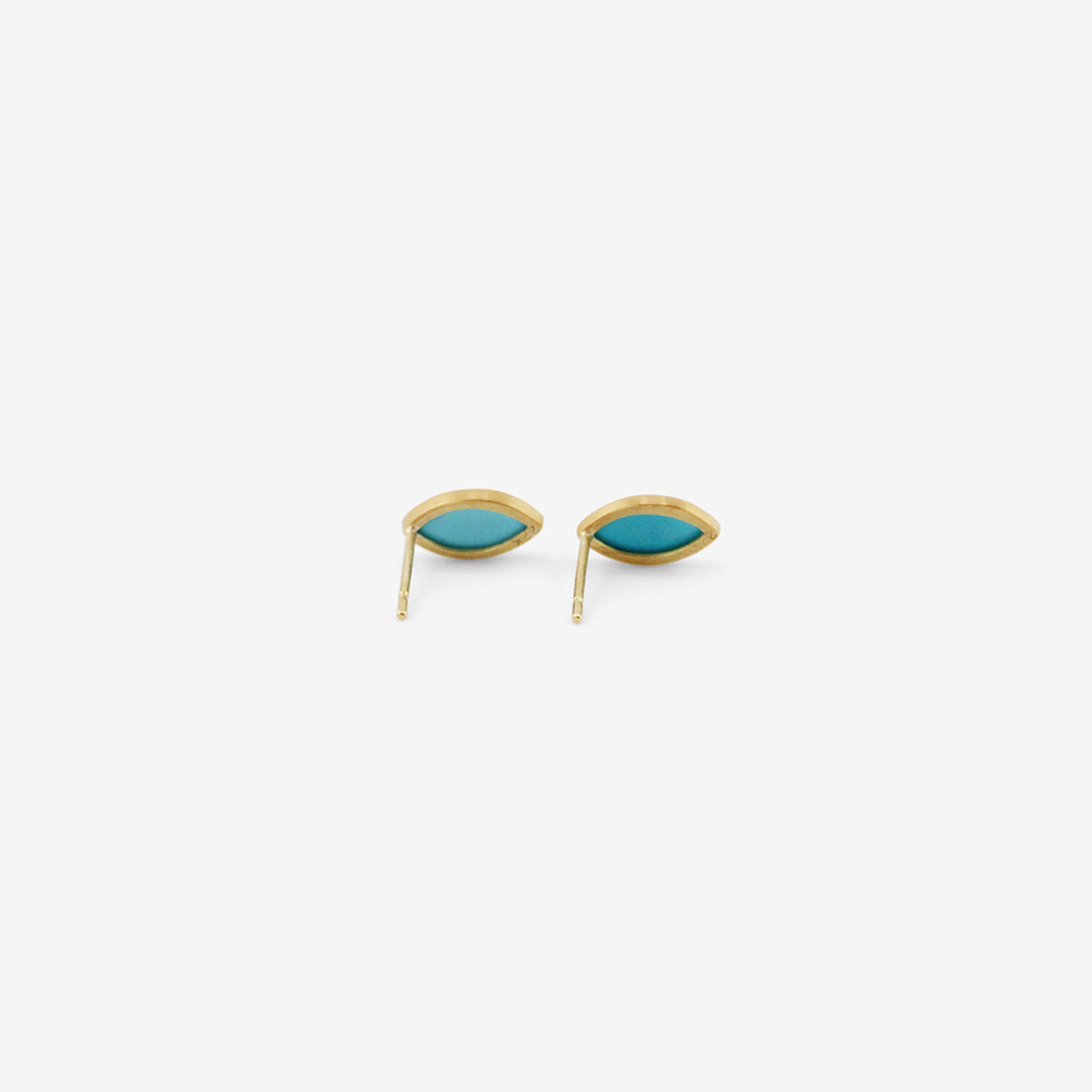 ROSANNE PUGLIESE 22K & MARQUIS-SHAPED ARIZONA TURQUOISE STUDS