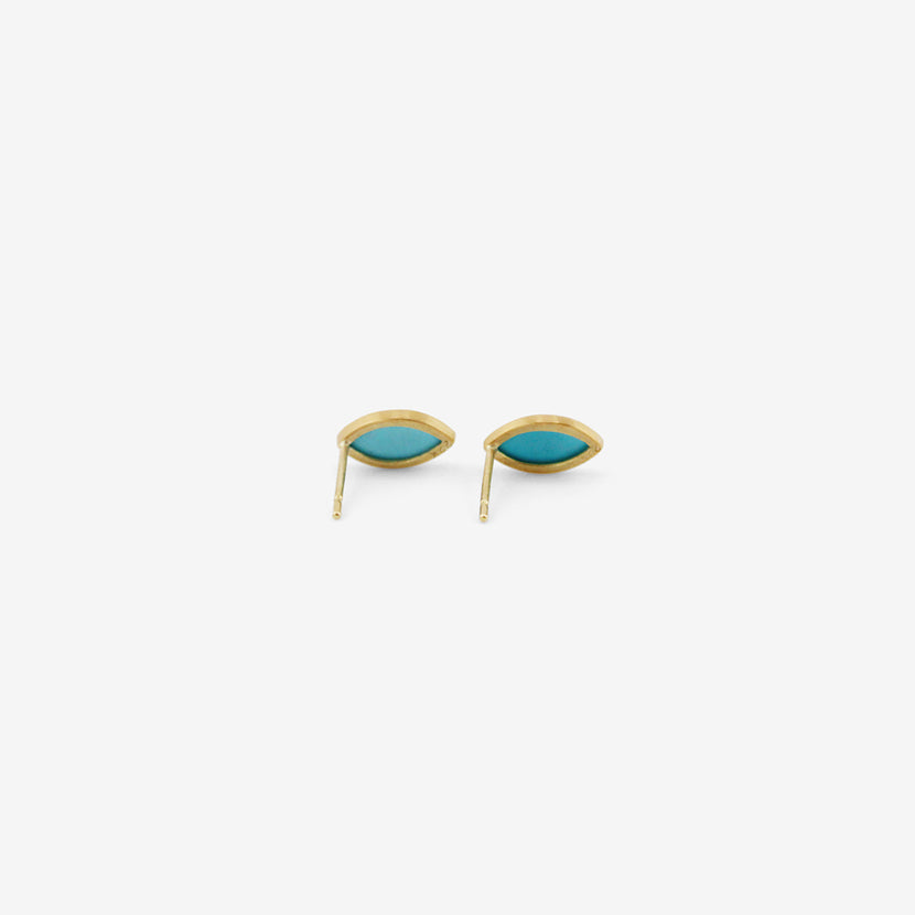 ROSANNE PUGLIESE 22K & MARQUIS-SHAPED ARIZONA TURQUOISE STUDS