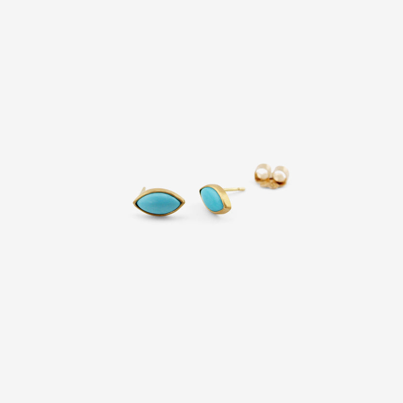ROSANNE PUGLIESE 22K & MARQUIS-SHAPED ARIZONA TURQUOISE STUDS