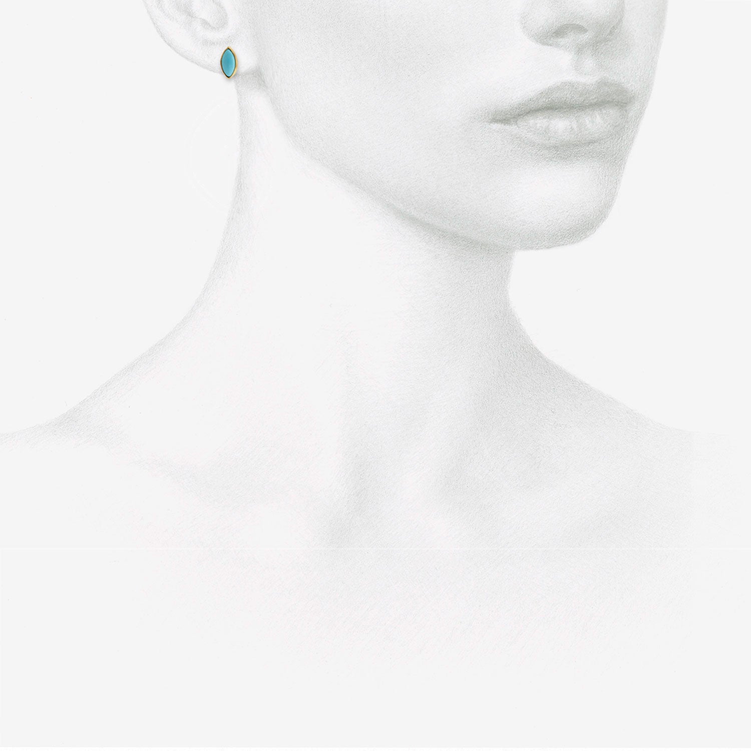 ROSANNE PUGLIESE 22K & MARQUIS-SHAPED ARIZONA TURQUOISE STUDS