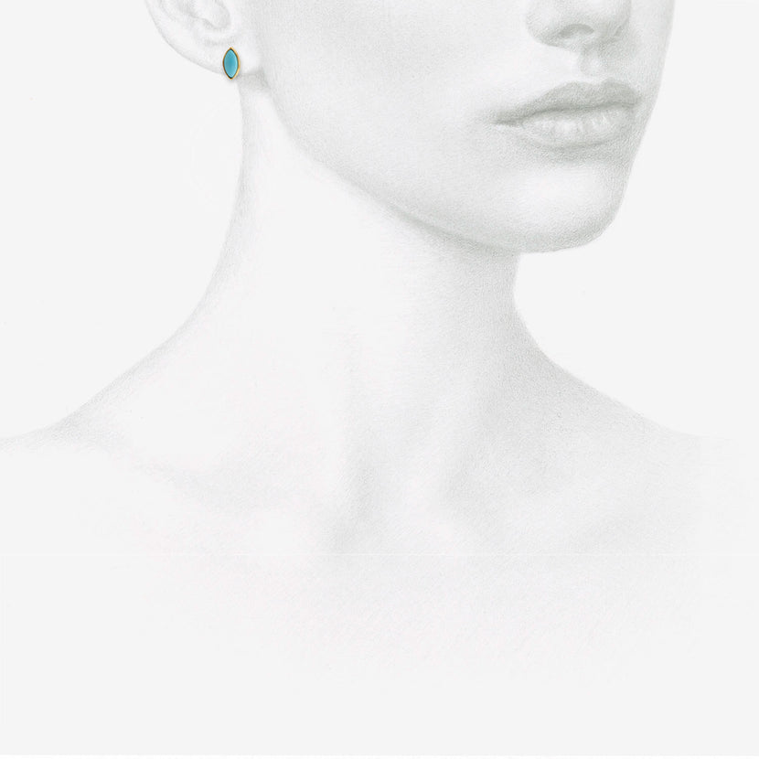 ROSANNE PUGLIESE 22K & MARQUIS-SHAPED ARIZONA TURQUOISE STUDS