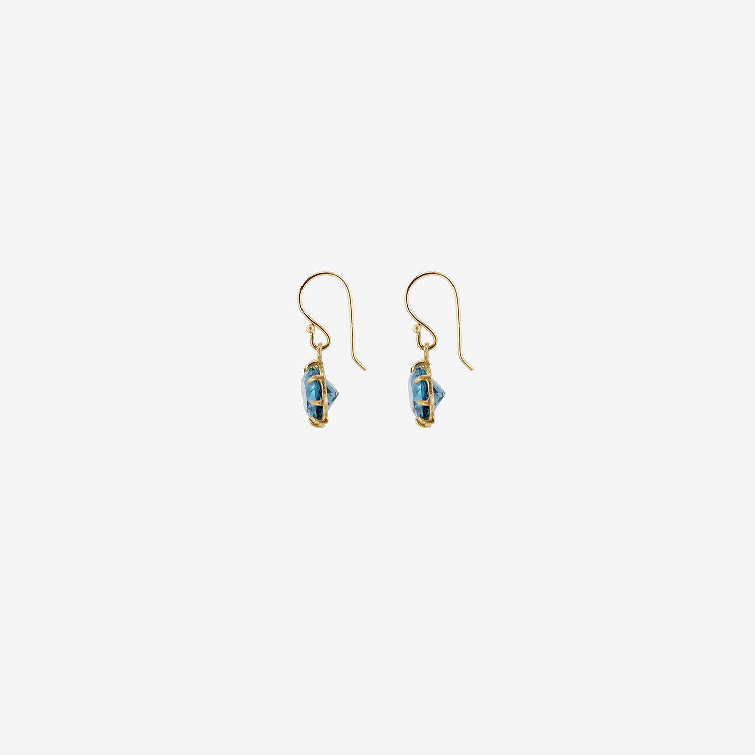 ROSANNE PUGLIESE 18K & SMALL OVAL LONDON BLUE TOPAZ EAST WEST GEM EARRINGS