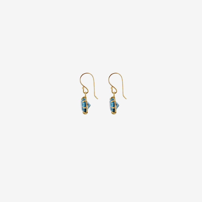 ROSANNE PUGLIESE 18K & SMALL OVAL LONDON BLUE TOPAZ EAST WEST GEM EARRINGS