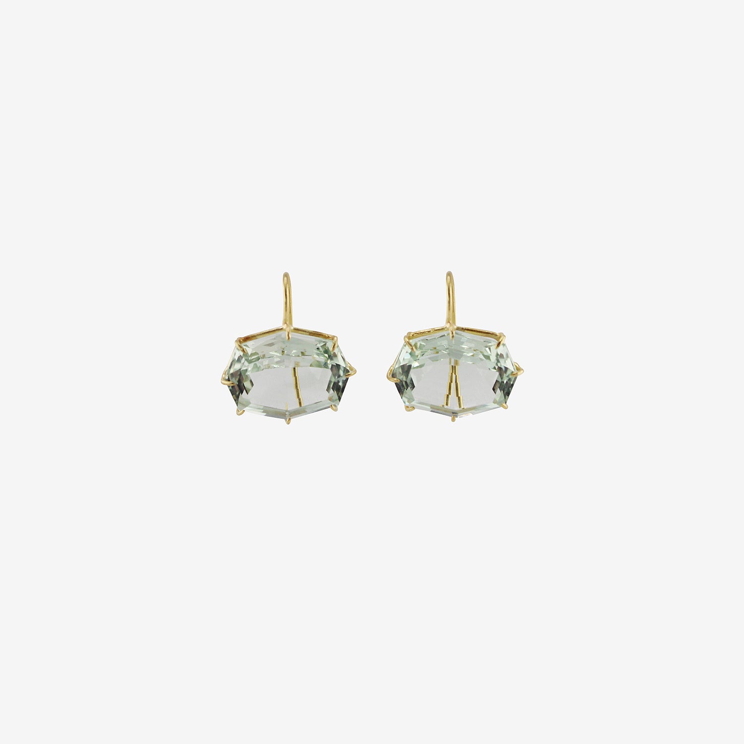 ROSANNE PUGLIESE 18K & OCTAGONAL GREEN AMETHYST EAST/WEST EARRINGS