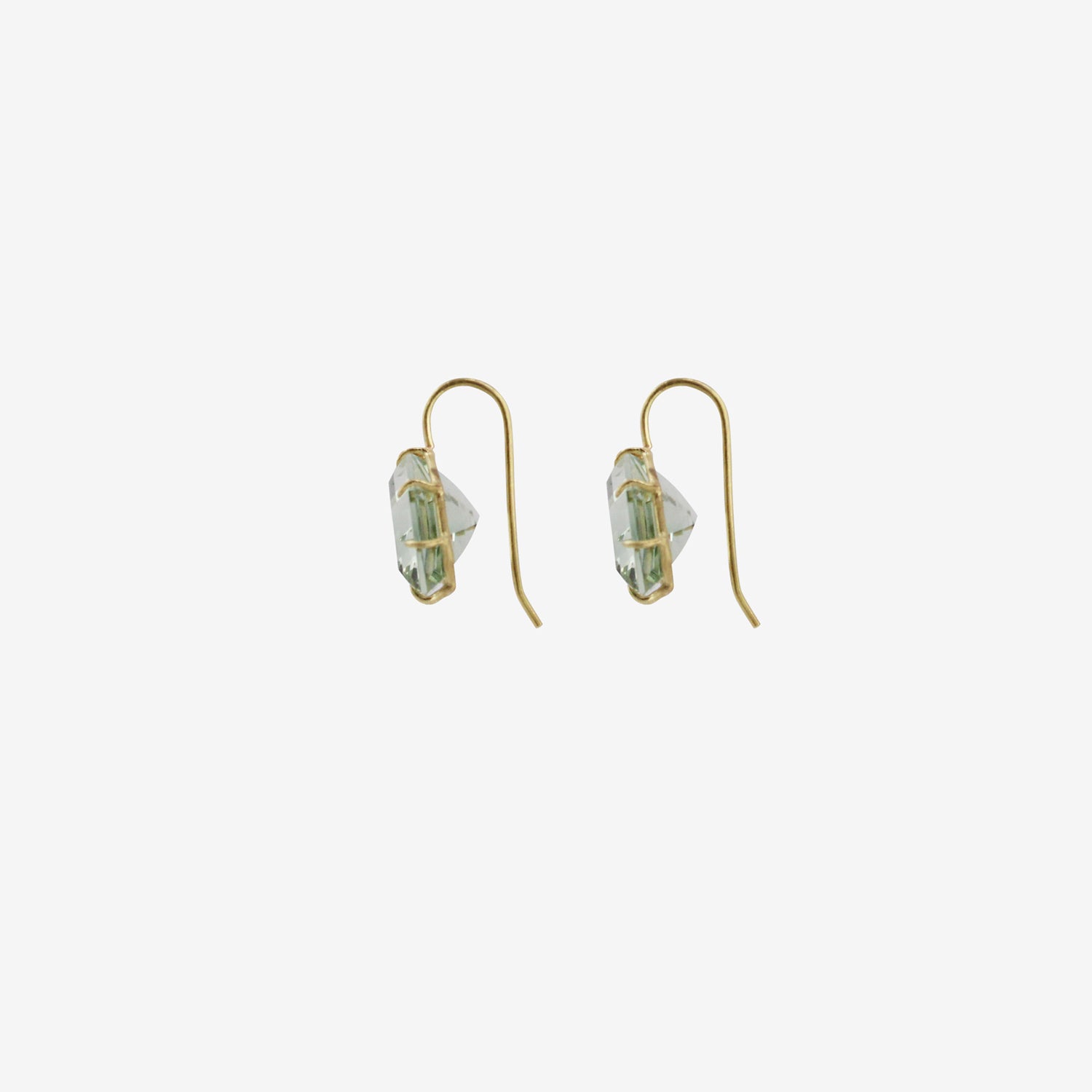 ROSANNE PUGLIESE 18K & OCTAGONAL GREEN AMETHYST EAST/WEST EARRINGS