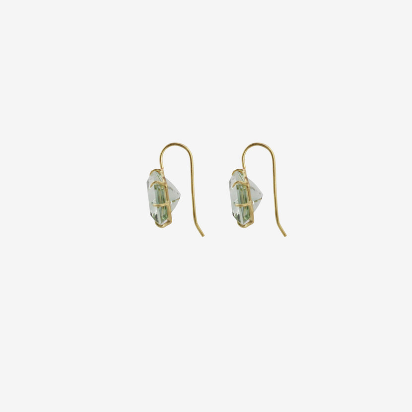 ROSANNE PUGLIESE 18K & OCTAGONAL GREEN AMETHYST EAST/WEST EARRINGS