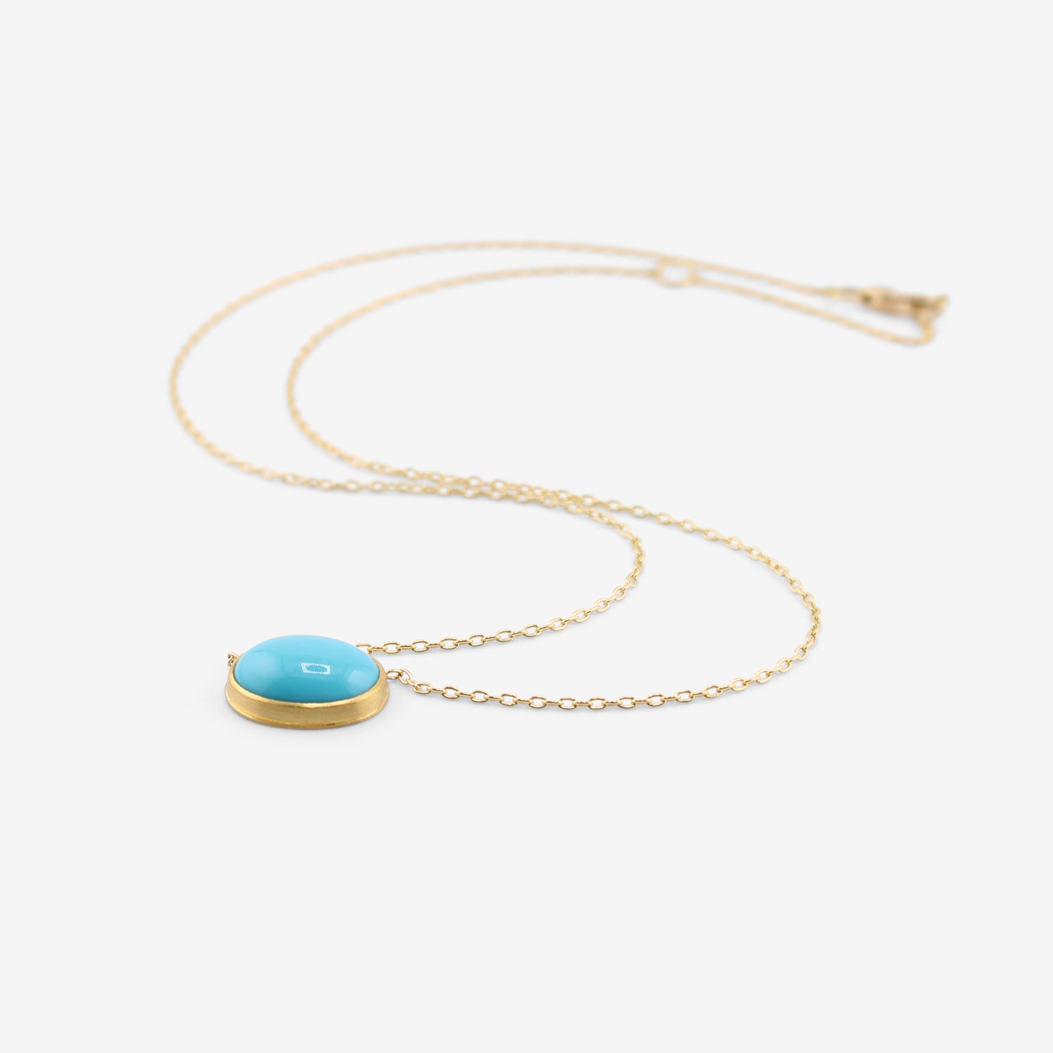 ROSANNE PUGLIESE 22K & OVAL ARIZONA TURQUOISE EAST/WEST NECKLACE, 4.5CT