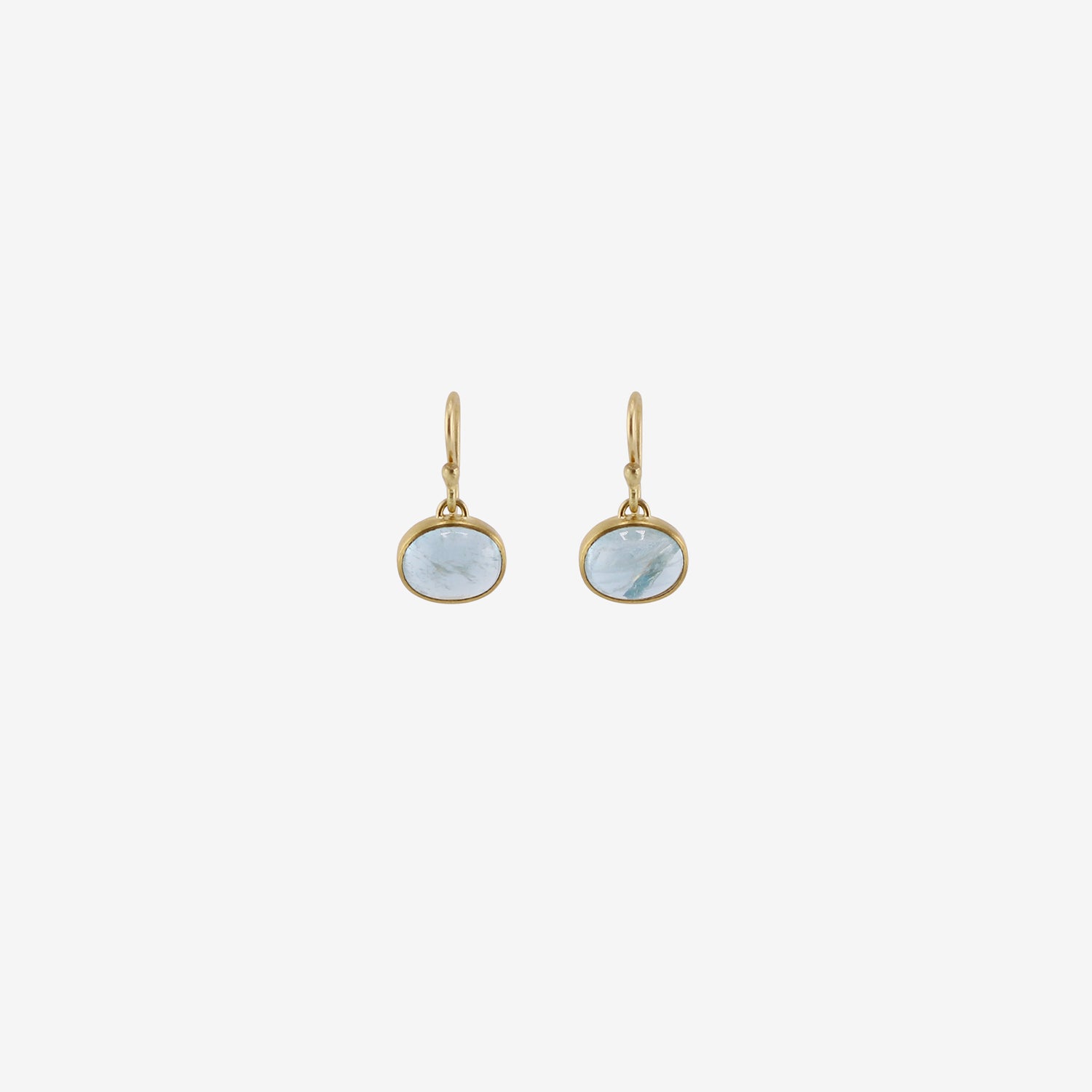 ROSANNE PUGLIESE 22K & OVAL AQUAMARINE BEZEL-SET DROP EARRINGS