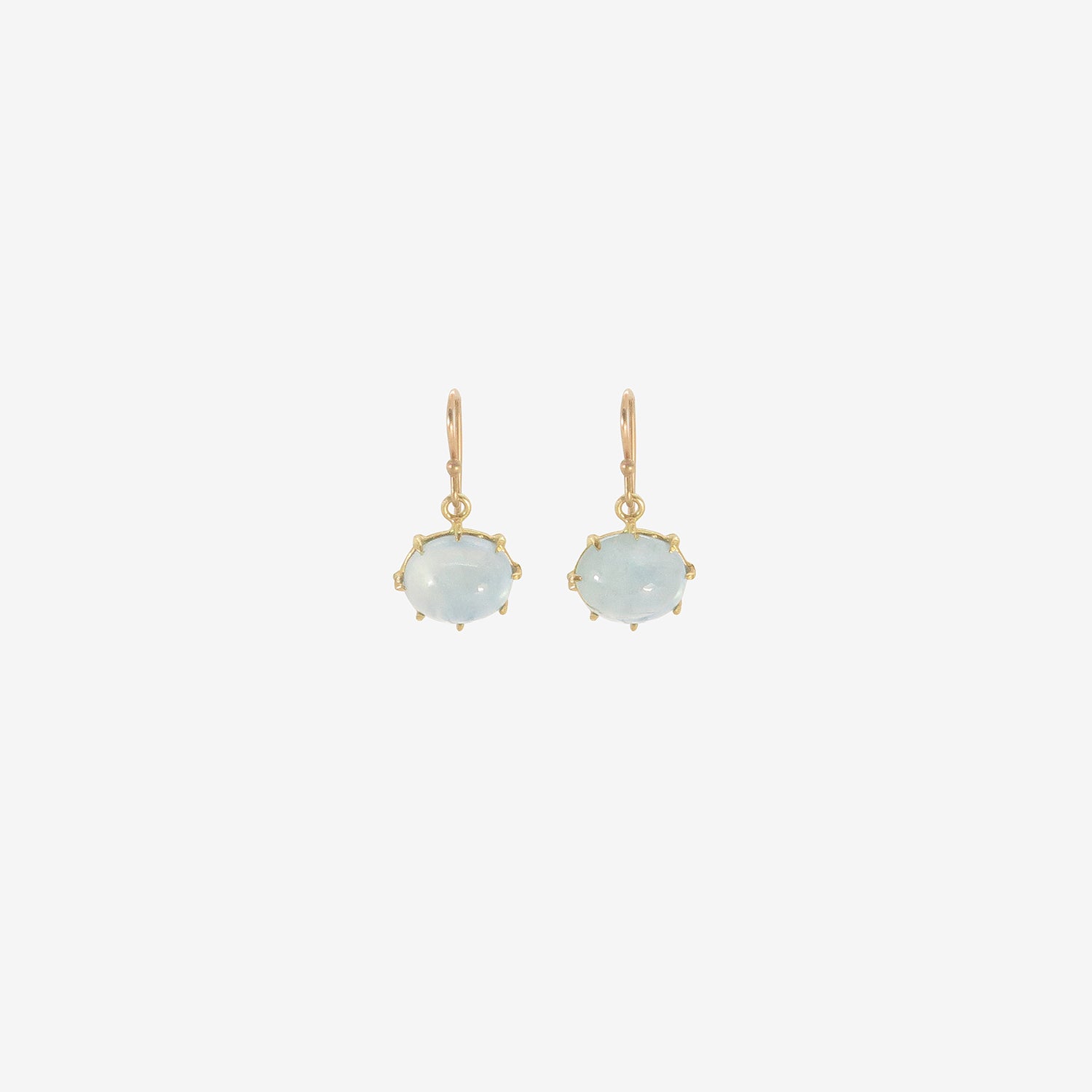 ROSANNE PUGLIESE 18K & OVAL AQUAMARINE CABOCHON EAST/WEST EARRINGS
