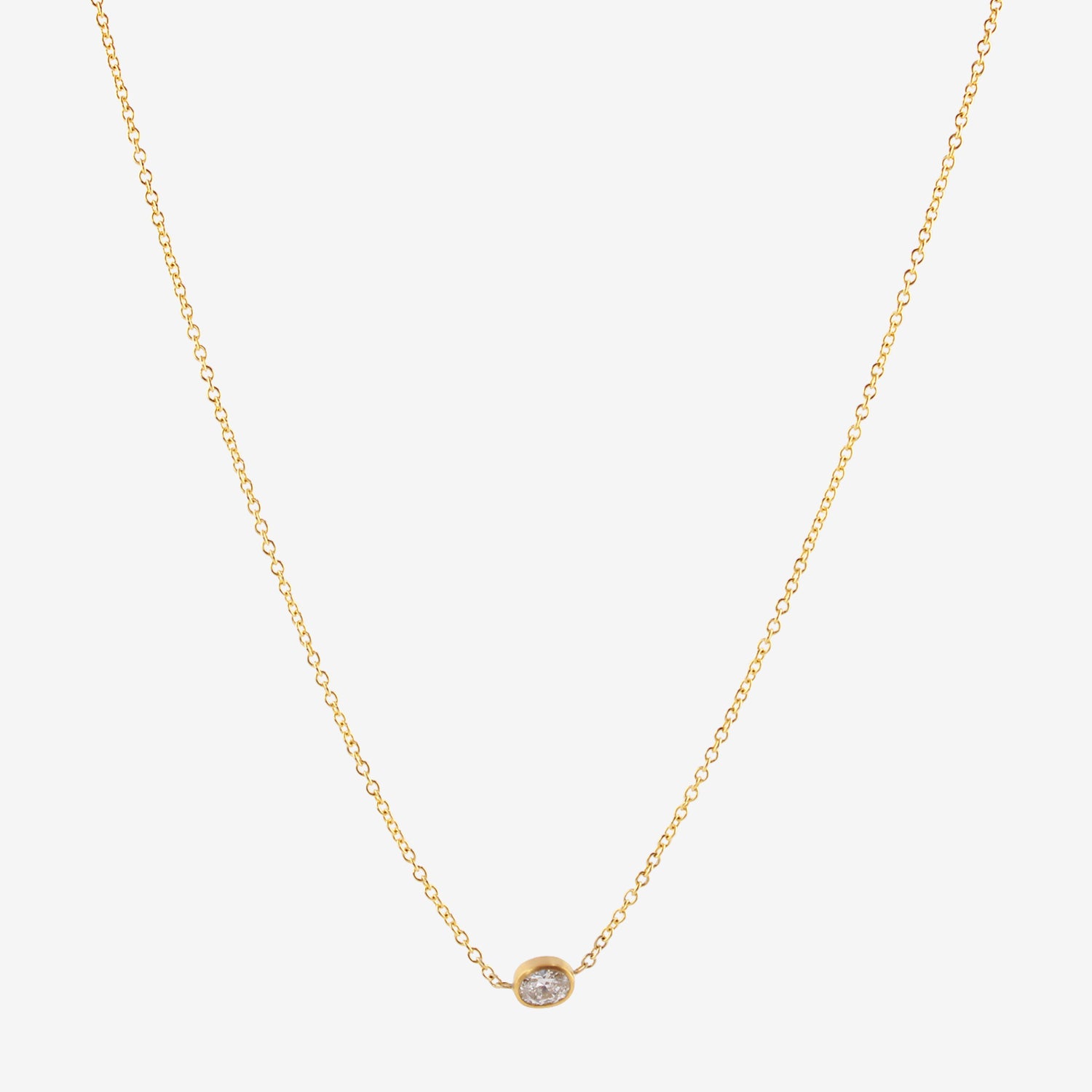 ROSANNE PUGLIESE 22K & OVAL BRILLIANT-CUT WHITE DIAMOND PENDANT NECKLACE, .47CT
