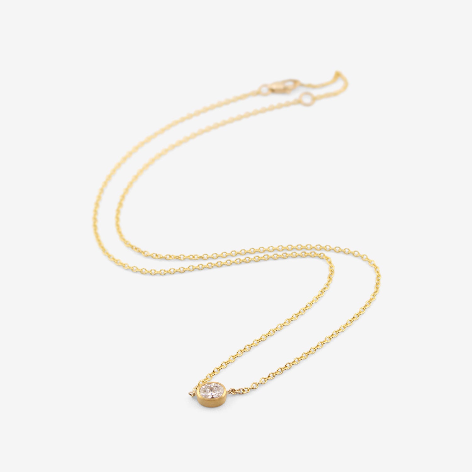 ROSANNE PUGLIESE 22K & OVAL BRILLIANT-CUT WHITE DIAMOND PENDANT NECKLACE, .47CT