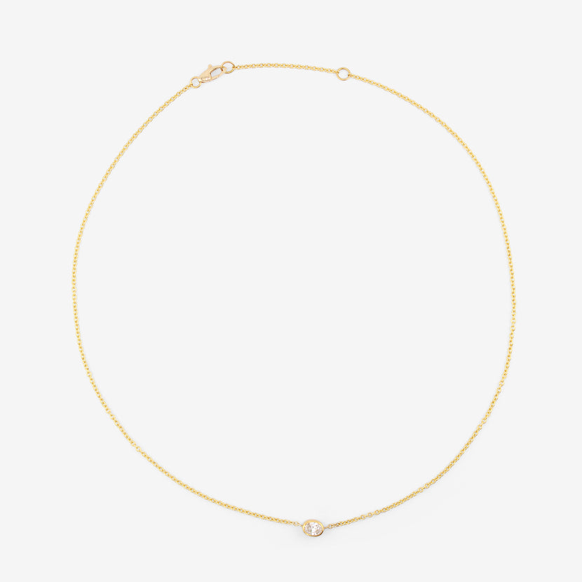 ROSANNE PUGLIESE 22K & OVAL BRILLIANT-CUT WHITE DIAMOND PENDANT NECKLACE, .47CT