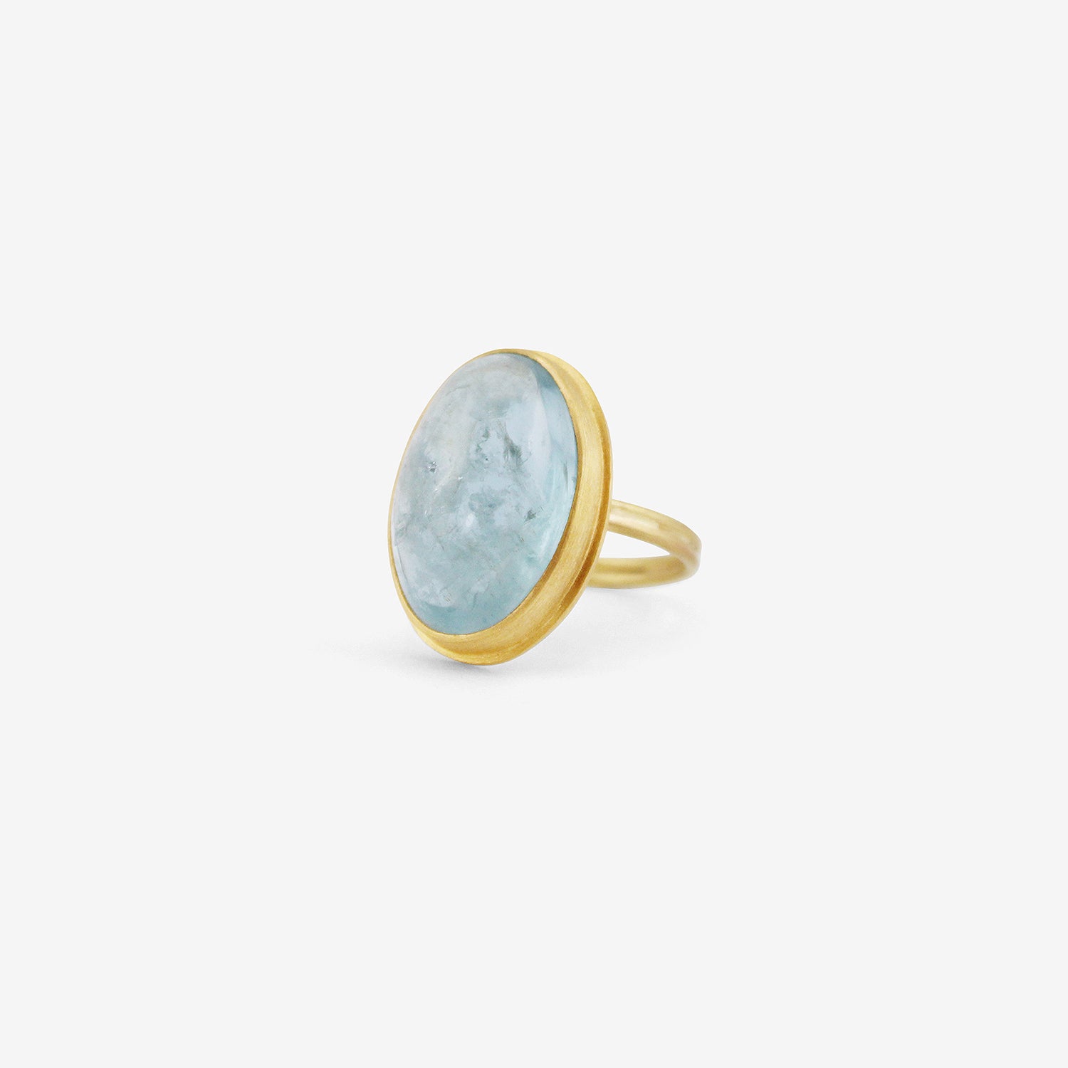 ROSANNE PUGLIESE 22K & OVAL CABOCHON AQUAMARINE RING, 13.5CT