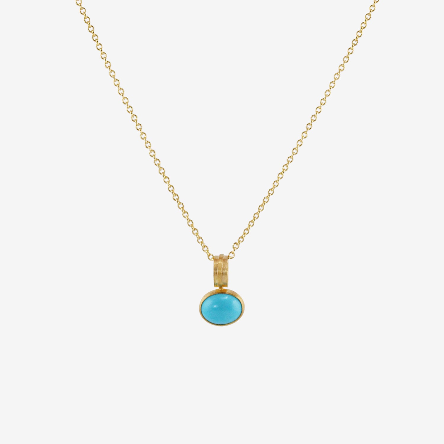 ROSANNE PUGLIESE 22K & OVAL CABOCHON TURQUOISE PENDANT