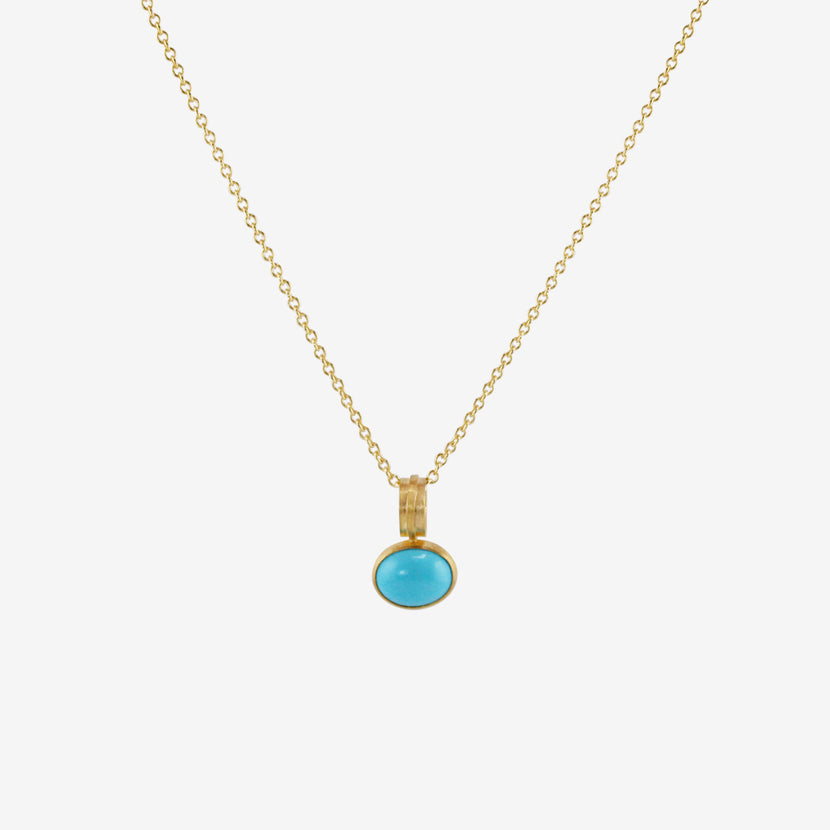 ROSANNE PUGLIESE 22K & OVAL CABOCHON TURQUOISE PENDANT